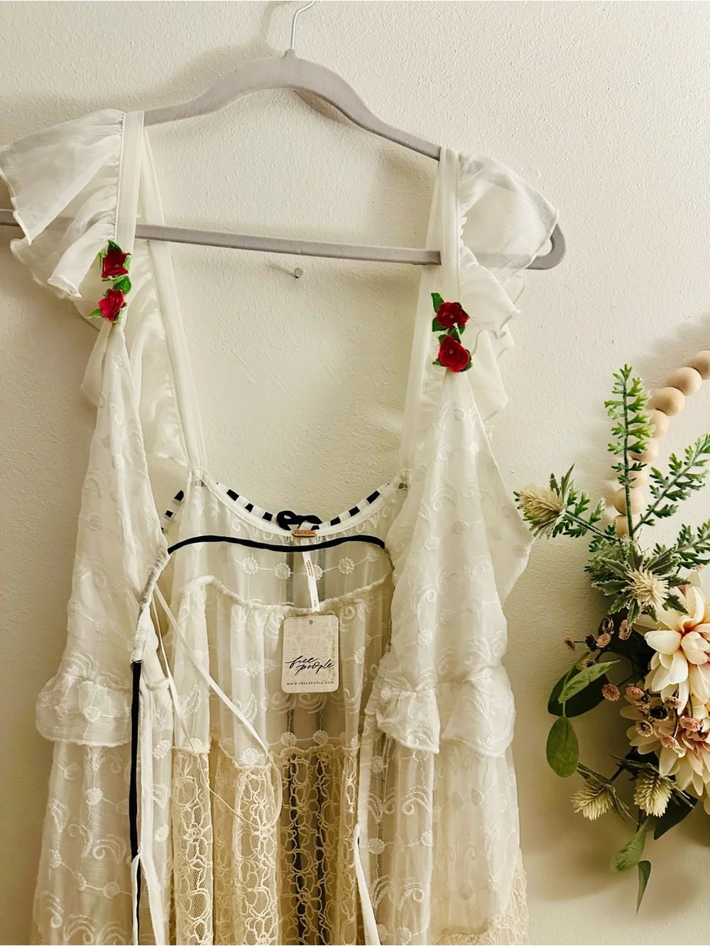NWT Free People Selena Lace Rosette Open Front Festival Maxi Top Dress, S - Picture 9 of 11
